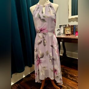 White House Black Market Floral Maxi Dress in Lavender and Pink